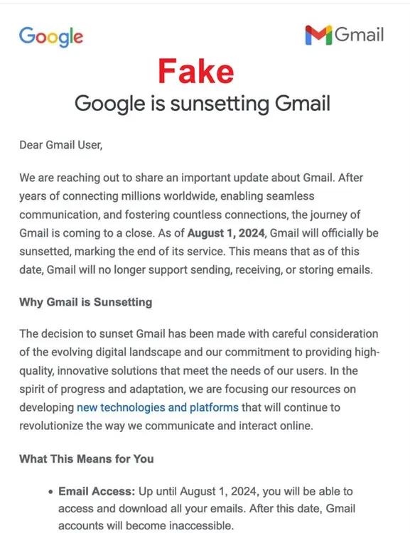 gmail shutting down augest