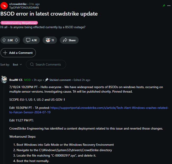 CrowdStrike update windows reddit